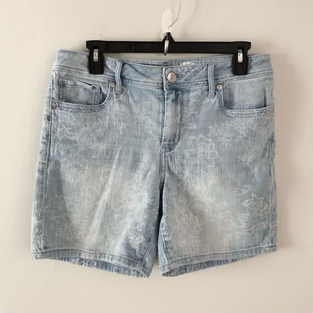 Seven7 Light Blue Floral Denim Shorts